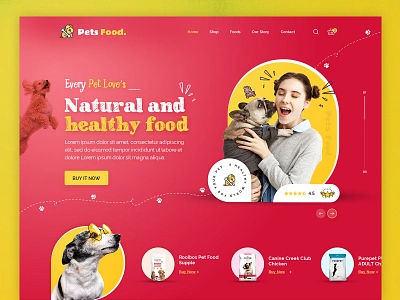 Dog food landing page animal food animals life dog food health home page design landing page online store pet adoption pet animal pet care pet care website pet ecommerce pet food website pet lovers pet shop typography uiux veterinarian website concept website design