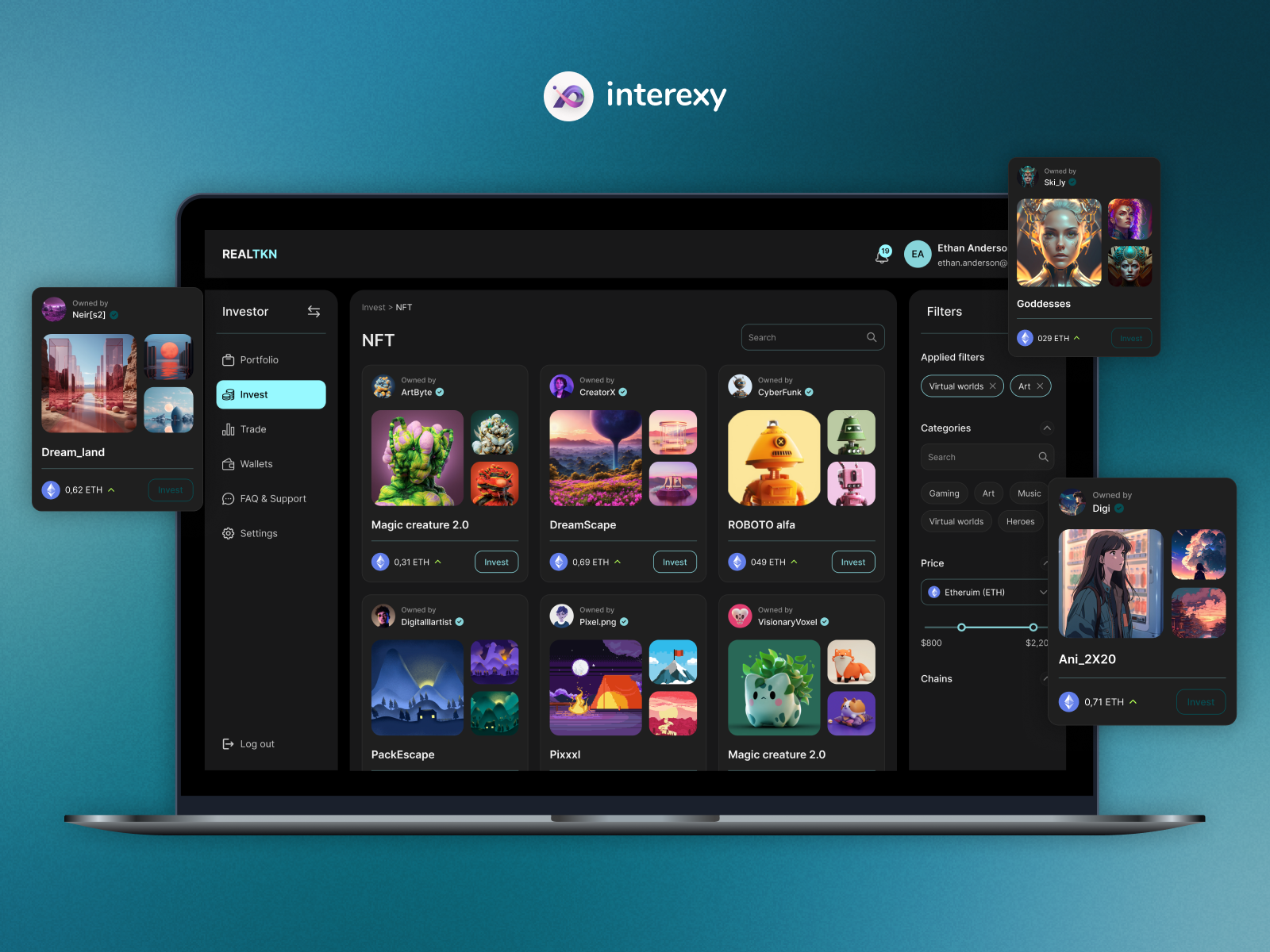 Example of Web app - Asset Tokenization Platform - Design concept