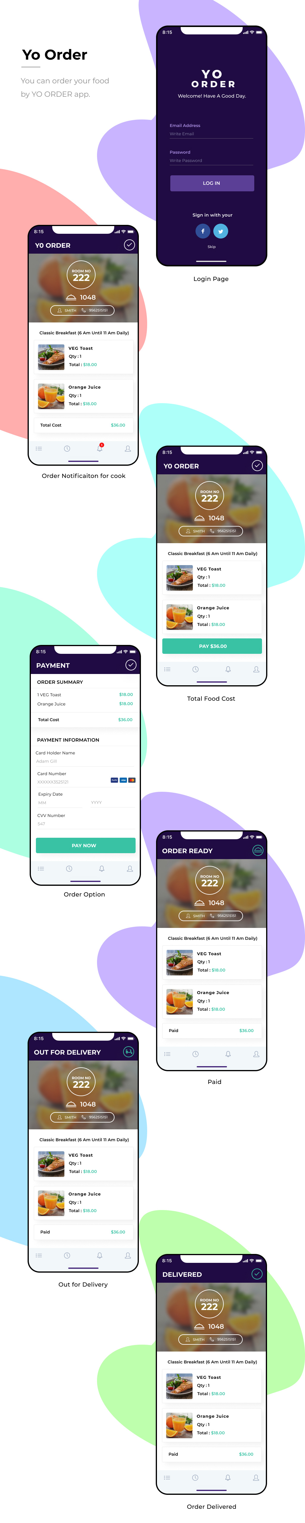YO ORDER Mobile App ui