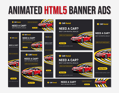 HTML5 Banner ads | Google ads | Web banner animated banner animated gif animation banner ads car banner display ads gif banner google ads google ads banner google display ads google web designer graphic design html5 banner html5 banner ads set banner static banners web bannar