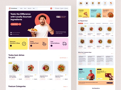 Food Delivery Website Design burger cooking delivery service fastfood food landing page food menu food ui food ux food web design food website landing page design online order pizza product design restaurants vegan web design