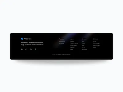 Footer · Detachless FREE Figma UI kit dark mode dark ui design detachless footer freelance light ray quick links ui ui kit uiux ux ux research web design website website design