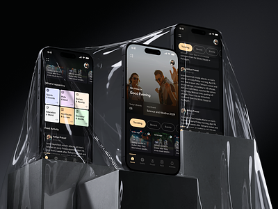 Stay Ahead Concept App: Get News & Events on the Go! activity dark mode economy education events ios minimal mockup news sports trendy weather world