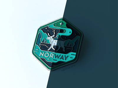 Readwise.io Destination Pins — Norway art aurora branding caribou design enamel glow in the dark graphic design illustration norther lights norway pin reindeer vector