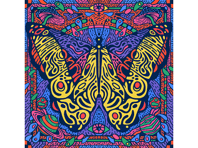 W is for Wings 36daysoftype butterfly colour colourful digitalpainting eye illusion illustration moth muti pattern planet psychedelic shape trippy w wacomart waves wavy wings