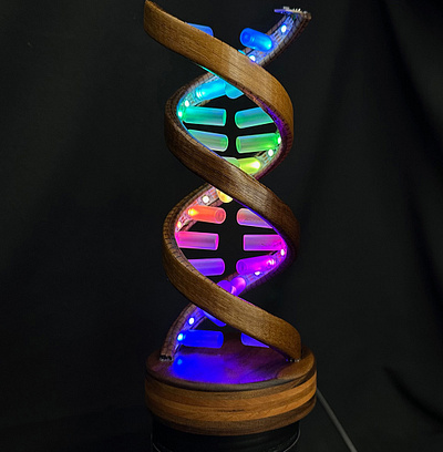 Gesture Controlled Wooden DNA Desk Lamp animation diy dna lamp led light wood