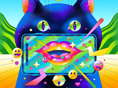 Voice affinity designer art direction cat character design fun graphic illo illustration illustrator personal project pets retro surreal technology vector voice