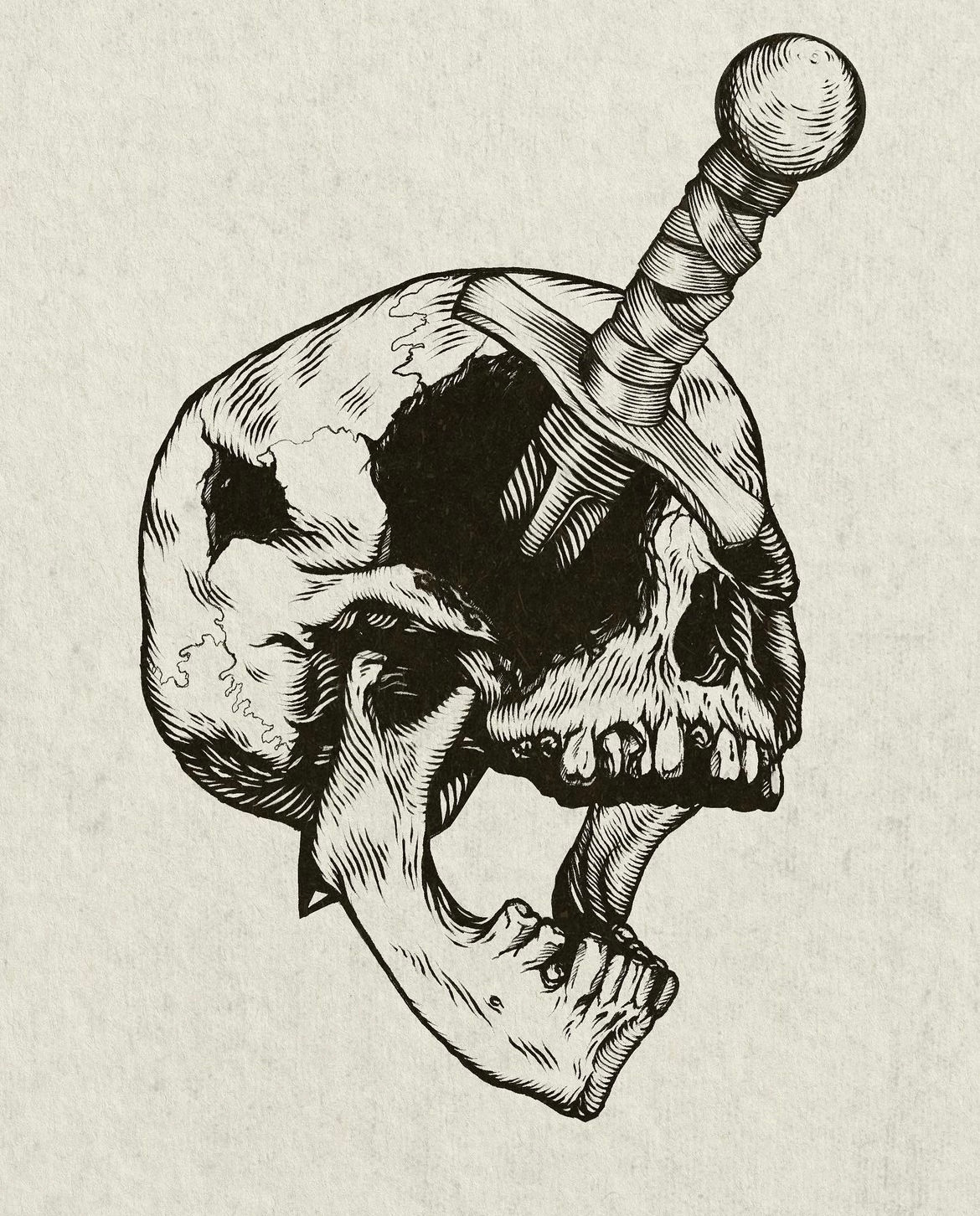 INKTOBER 2024 - Dodge dagger darkaesthetic darkart illustration illustrator ink inktober procreate skull