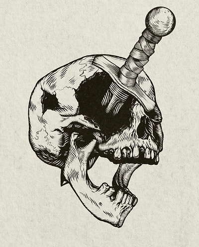 INKTOBER 2024 - Dodge dagger darkaesthetic darkart illustration illustrator ink inktober procreate skull