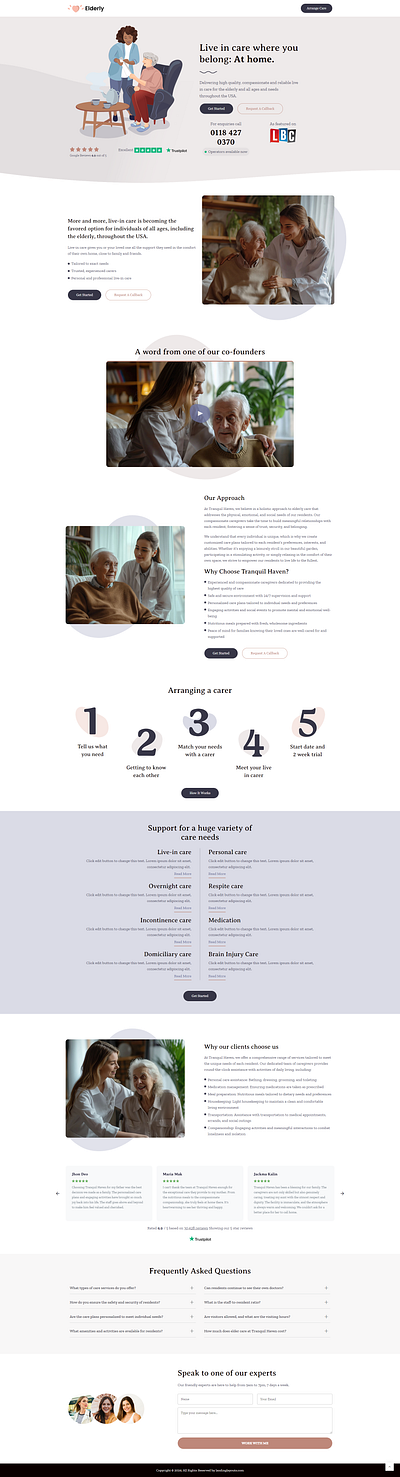 Effective Elderly Care Lead Generation Landing Page design landing page lead generation template wordpress