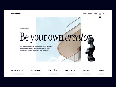 Be your own CREATOR black branding clean creator template typography webdesign white