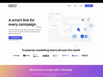 Tapper.ai link management app's Landing page bitly landing page link management webflow