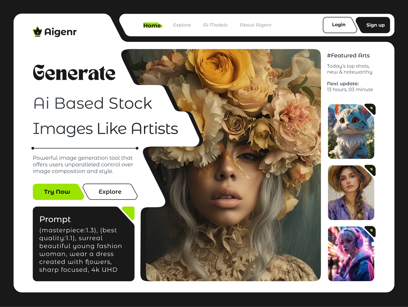 Futuristic AI Landing Page Hero Header ai image generator ui ai platform ui design artora futuristic ui header ui inspiration hero header ui landing page landingpage modern header ui modern hero designs modern ui neel neelart trendy ui design ui web design