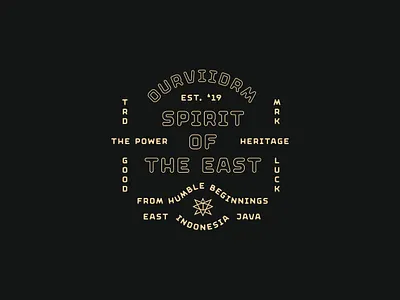 From Humble Beginnings - Spirit of the East adventure badge branding design graphic design logo vintage minimalist design motorcycle motorcycle typography outdoor tshirt design type design type system typograhy layout typography vintage