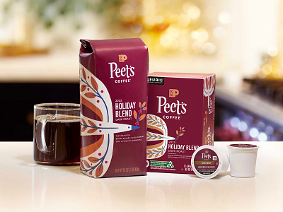 Peet's Coffee - Holiday 2023 Packaging 2023 bird christmas coffee coffee plant design dove drink handmade holiday illustration lettering packaging peets plant texture