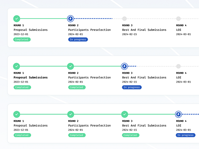 Progress Timeline for RFP approval design flow interaction progress steps timeline ui ux