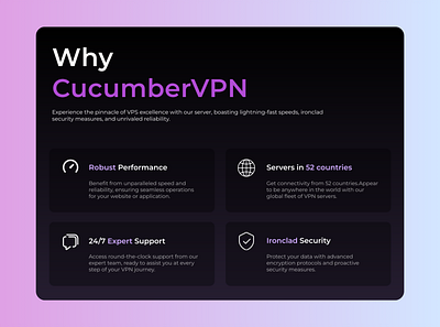 CucumberVPN Featured Section featured section ui ux web web design
