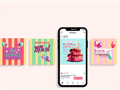 Birthday party instagram birthday branding graphic design instagramm party stories