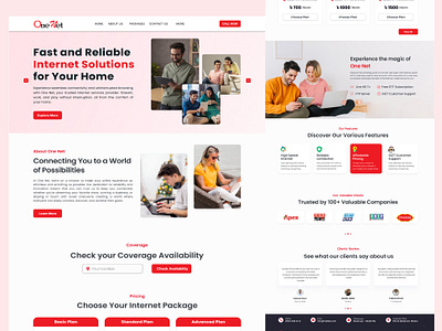 Isp Website branding internet company internet service provider isp company isp landing page isp website one net one sky sazzad ui ui ux web design website redesign