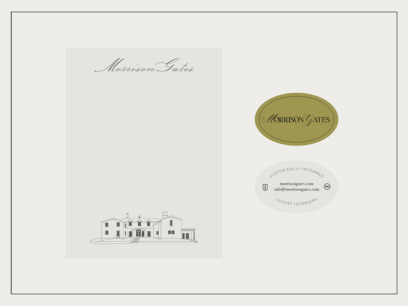 Morrison Gates Interiors Stationary brand design branding business cards concept logo stationary