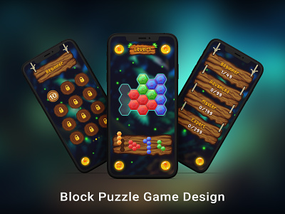 Block Puzzle Game Design 2d game design 3d game design animation attractive game design figma game design illustrator inspirational design motion game photoshop ui ux design
