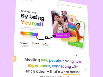 LGBT Dating Website Design Landing dating landing dating landing kit dating landing page dating landing ui kit dating template dating ui kit landing landing page lgbt lgbt landing page lgbt website ui kit website website design