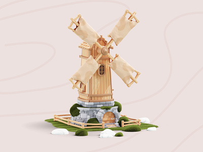 Windmill 3d 3d art blender colorful graphic design illustration illustration art scenery windmill