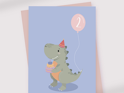 BirrrrthDay card birthday cake colourfull cute digital il dino graphic design happy illustration kids love party ustration