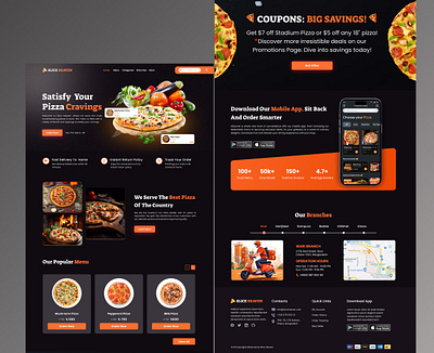 Pizza Shop Website Design black theme black website ecommerce fastfood website landing page pizza lover pizza resturent pizza shop pizza shop website resturent ui ux website design