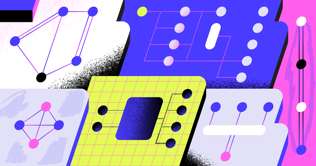 Diagramming app architecture blye branding circular design diagram flat grid icon illustration modern server tech technical texture ui vector yellow