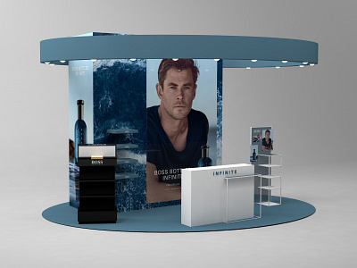 Boss - promotional area 3d 3d furniture 3d visualization cinema4d fragrance furniture prepress promotion stand visualization
