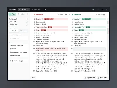 Diffchecker Desktop app for Windows app black and white desktop app editor icons sidebar tools windows windows 11