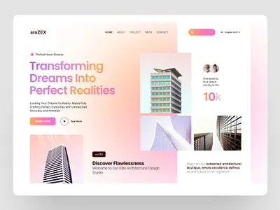 aroZEX Architecture Studio Website Header app design app ui design arch website branding branding design landing page design logo product design real estate app real estate website saas design ui ui design website design