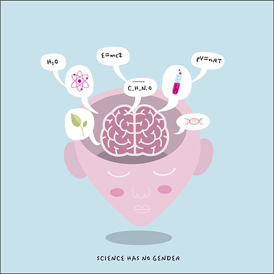 Scientist mind brain digital illustration science