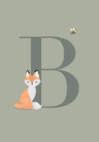 Fox & letter animals graphic design ill illustration kids love nursery simple walldecoration
