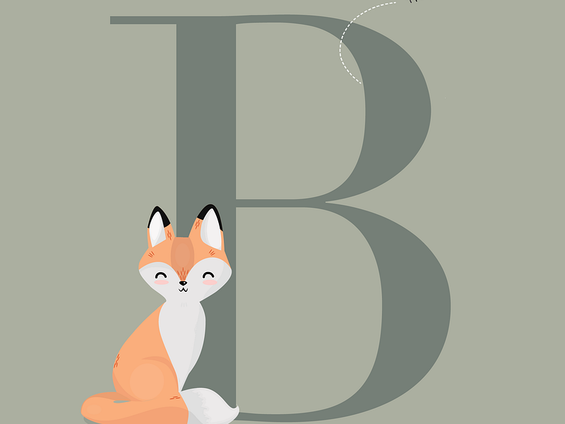 Fox & letter animals graphic design ill illustration kids love nursery simple walldecoration