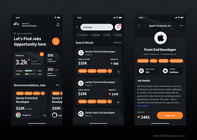 Simple Job finder mobile application User Interface design app job mobile ui userinterface ux web webdesigner