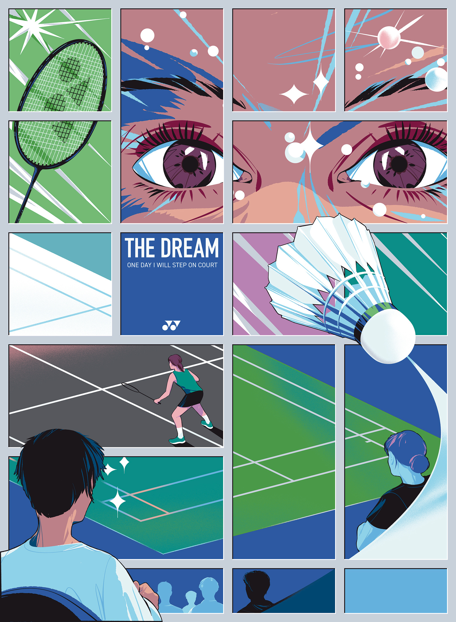 Badminton badminton digital edward tuckwell event folioart graphic novel illustration installation mural panels sport