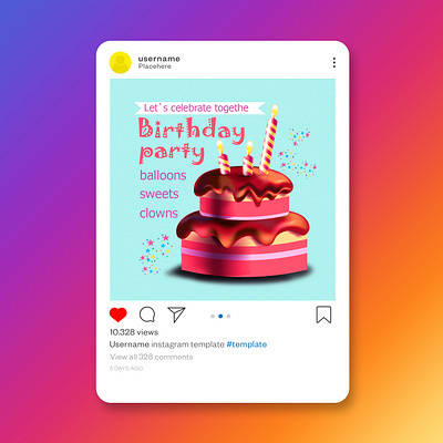Party birthday post instagram branding graphic design logo