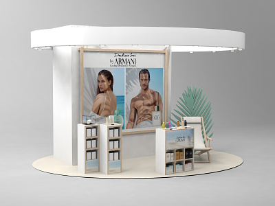 Armani - promotional area 3d 3d furniture 3d visualization cinema4d fragrance furniture prepress promotion stand visualization