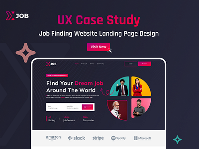 XJob - Job Finding Website Case Study case study design job job finding landing page design job finding website job search landing page product design ui ui design ux ux design website