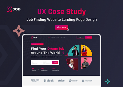 XJob - Job Finding Website Case Study case study design job job finding landing page design job finding website job search landing page product design ui ui design ux ux design website