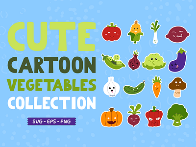 Cute Vegetables Collection cartoon character children illustration clipart collection cute design element food illustration kids illustration set vector vegetable