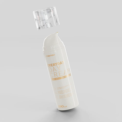 Airless Bottle Label Design for a cream and 3D visualization 3d airless bottle cinema 4d clean cosmetics cream design illustration label minimal packaging redshift simple sleek visualization