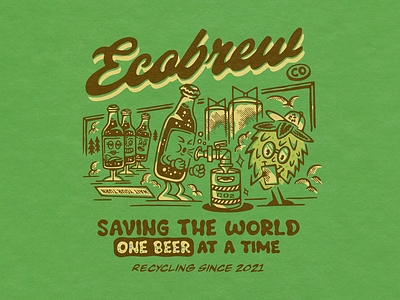 ECOBREW CO. branding brew brewing cerveza clothing design ecofriendly graphic design illustration lettering letters logo recycle save the earth sustainability tshirt uniform