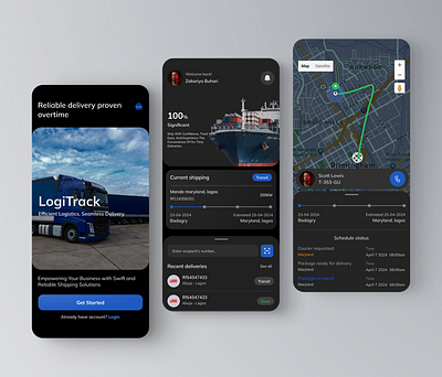 LogiTrack - Logistics mobile app app design business app design interface logistics logistics app mobileapp product design tracking ui ui design uiux uiux design ux ux design