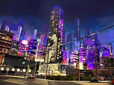 Building a city build city colourful construction illustration lights night print vector