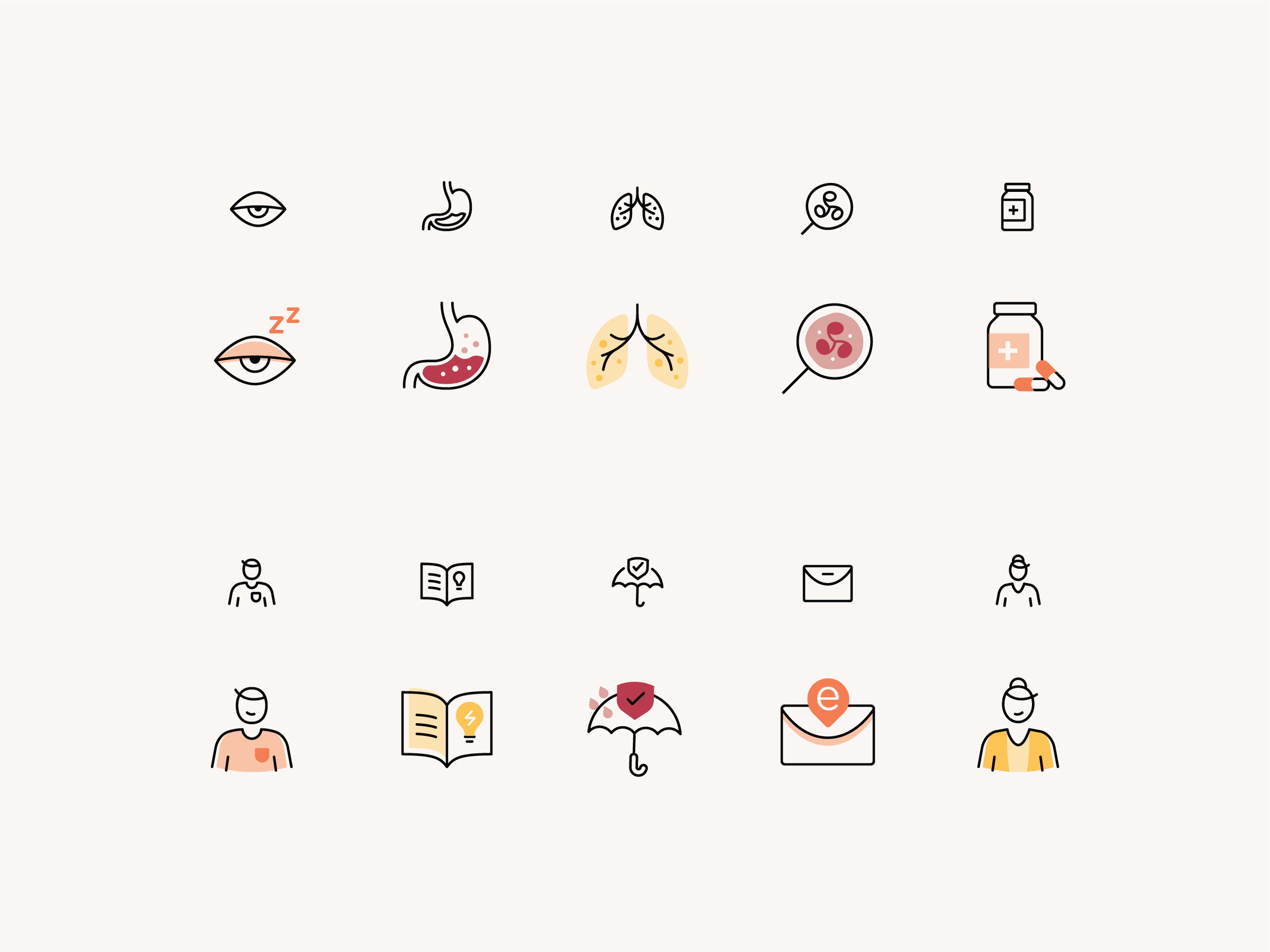 Brenso Health — Tiered Icon System brand consistent dutotone feeature guide guidelines healthcare iconography icons illustrated marketing responive system tier tiered