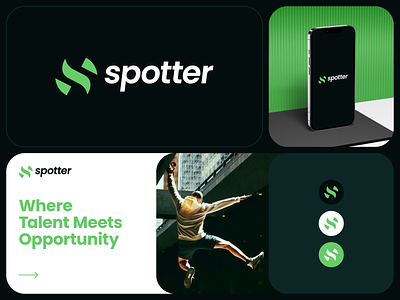 Spotter Logo Design app athlete bold brand connect geometric identity letter s logo logomark minimalist modern platform s s letter software speed sports wave