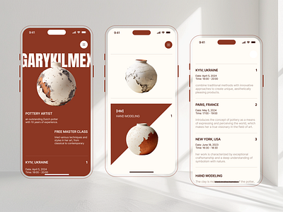 Pottery artist - landing page design app design landingpage mobileapp ui ux webdesign